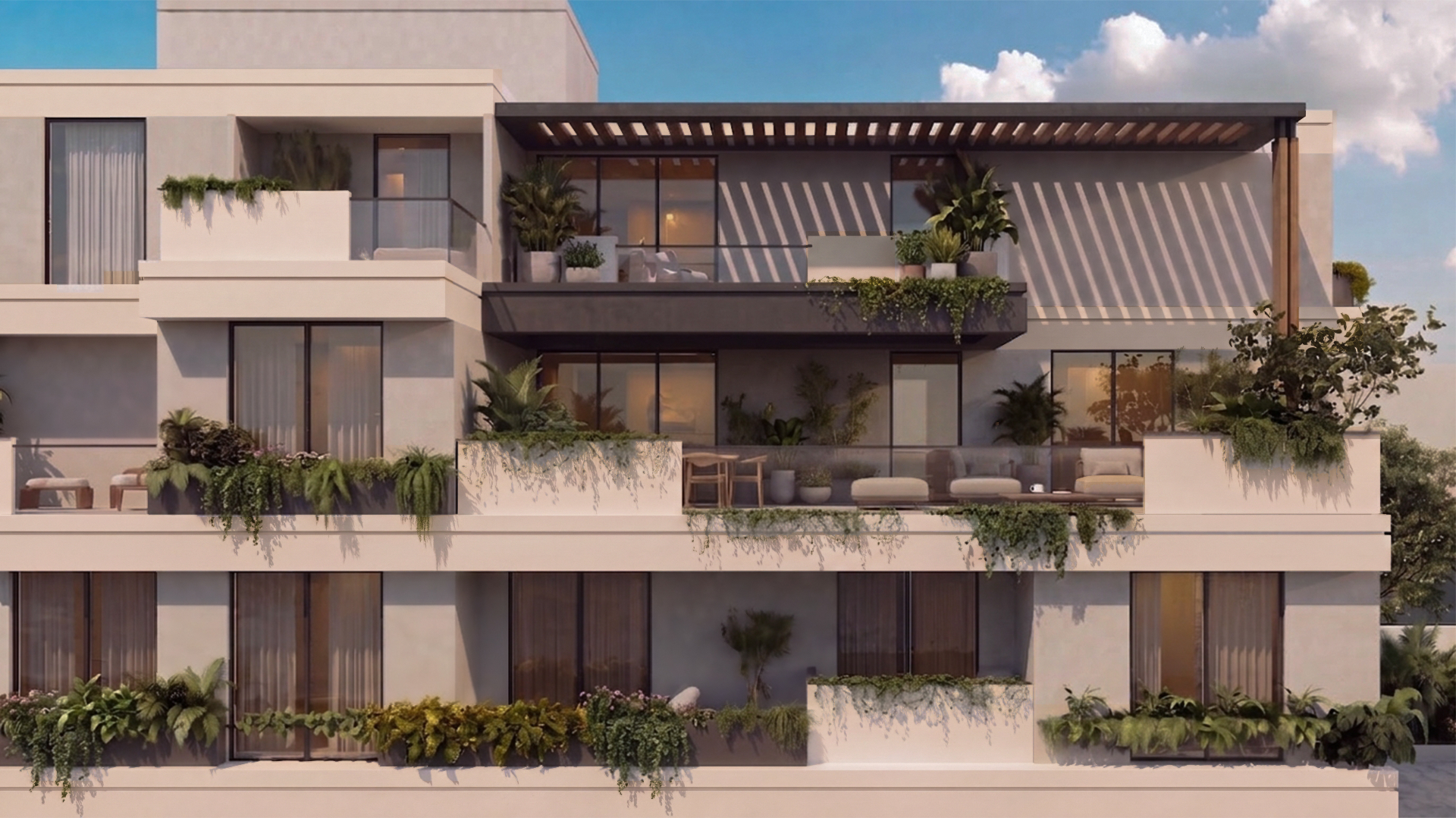SkyView 3 balcony and terrace detail with landscaping